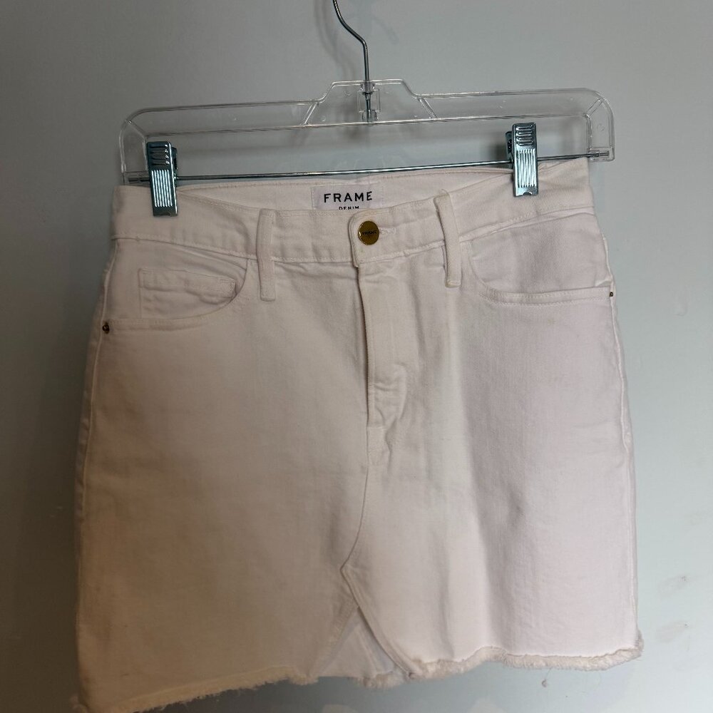 Frame Skirts Raw-Edge Trim Mini Skirt